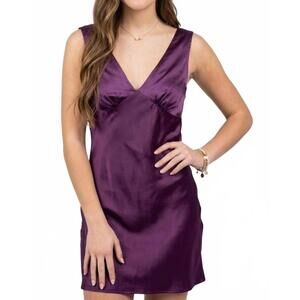 NEW ENDLESS BLU. sleeveless satin mini dress in plum